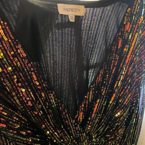 FAIRESTY - sequin tie dress v neck XXL ( fits smaller sizes too) - Picture 6 of 11